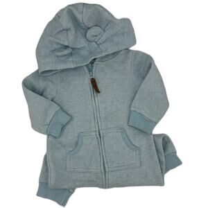 Carter’s Bear Ears Zip-Up Size 9 Months Blue White (806)